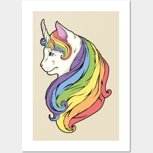 Unicat rainbow mane and horn Posters and Art